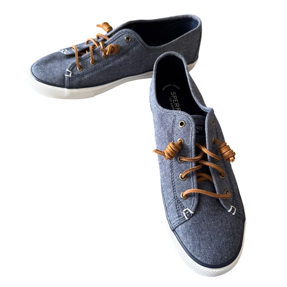 Sperry Seacoast Slip On Top Siders Shoes Preppy Sneaker 10 Blue Denim Size 10